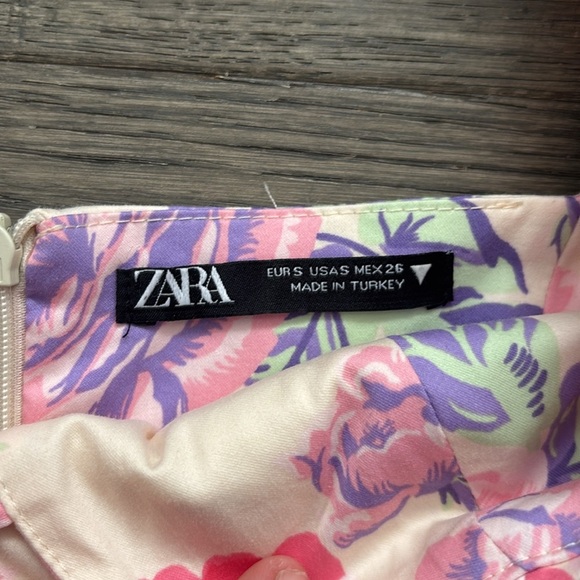 Zara | Light Pink and White Floral Mini Dress With Puff Sleeves Size Small - Picture 10 of 13